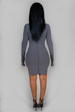 Load image into Gallery viewer, CHARCOAL TURTLE NECK STITCH DRESS
