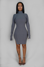 Load image into Gallery viewer, CHARCOAL TURTLE NECK STITCH DRESS
