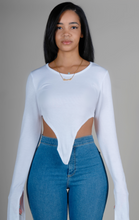 Load image into Gallery viewer, IVORY LONG SLEEVE CUT OUT TOP
