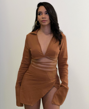 Load image into Gallery viewer, BROWN LONG SLEEVE TOP &amp; SKIRT SET
