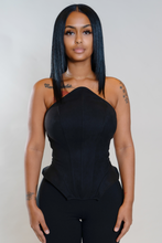 Load image into Gallery viewer, BLACK FANCY CORSET TOP
