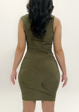 Load image into Gallery viewer, OLIVE MULTI CUT OUT DRESS
