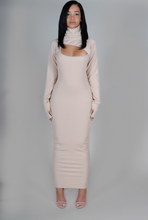 Load image into Gallery viewer, NUDE TURTLENECK MAXI DRESS
